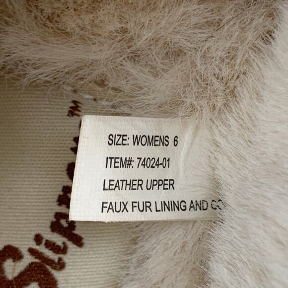 My Slippers Brown Leather Suede Faux Fur Lined Slip On Hard Sole Women's 6 - Picture 6 of 10